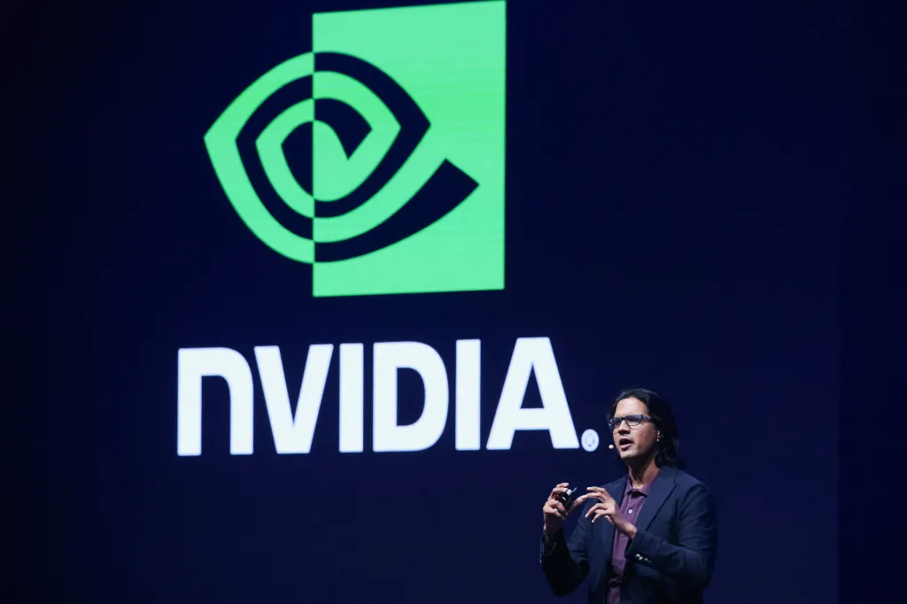 Deepu Talla, Nvidia's vice president for AI and robotics makes a speech at Foxconn's annual tech day in Taipei, Taiwan October 8, 2024. REUTERS/Ann Wang