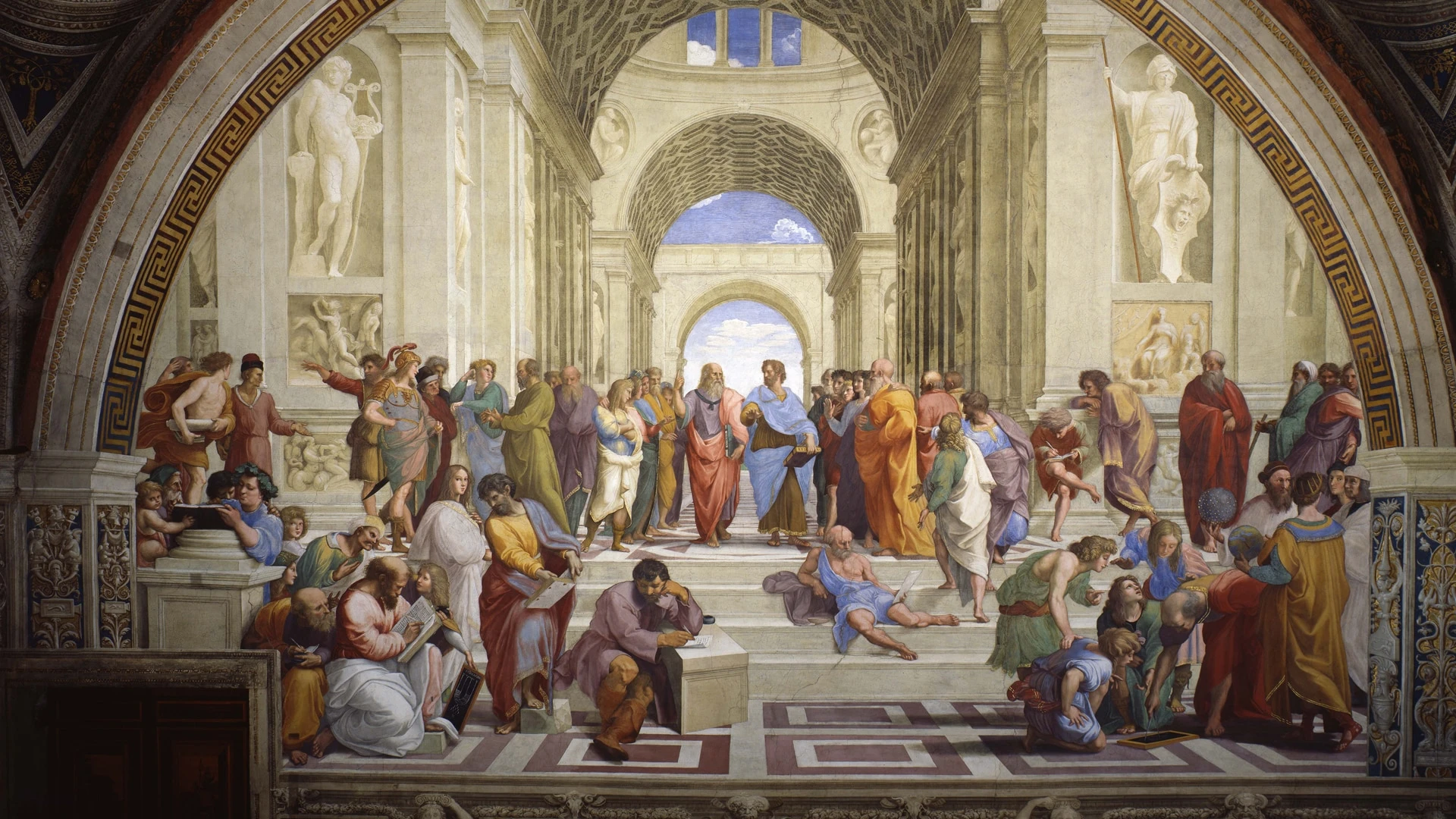 Рафаэль Санти. Афинская школа. Фото: wikipedia.org/DIRECTMEDIA Publishing GmbH, бильд-редактор: Артур Алескеров.