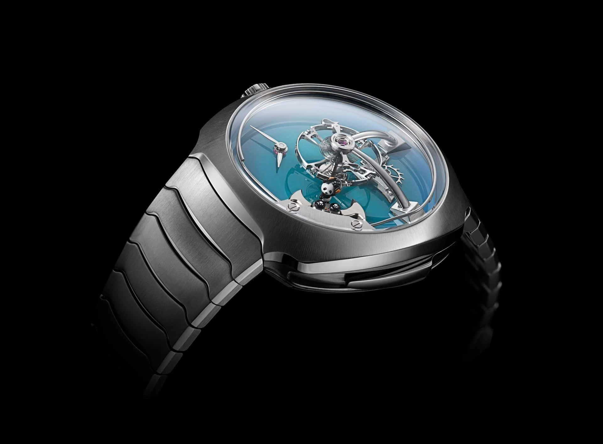 Звучащие часы Streamliner Pandamonium с крошечной пандой DJ на циферблате проданы на аукционе Only Watch за 380 тыс. швейцарских франков. Фото: Only Watch.