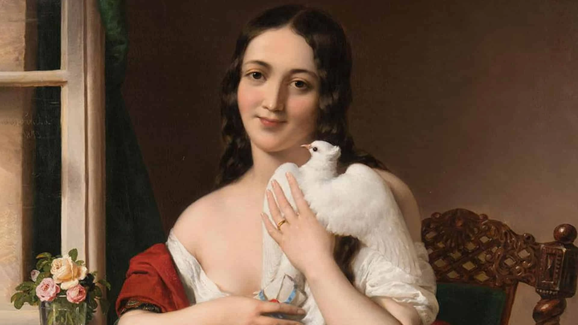 Миклош Барабаш. Девушка с почтовым голубем, 1843/Wikimedia Commons