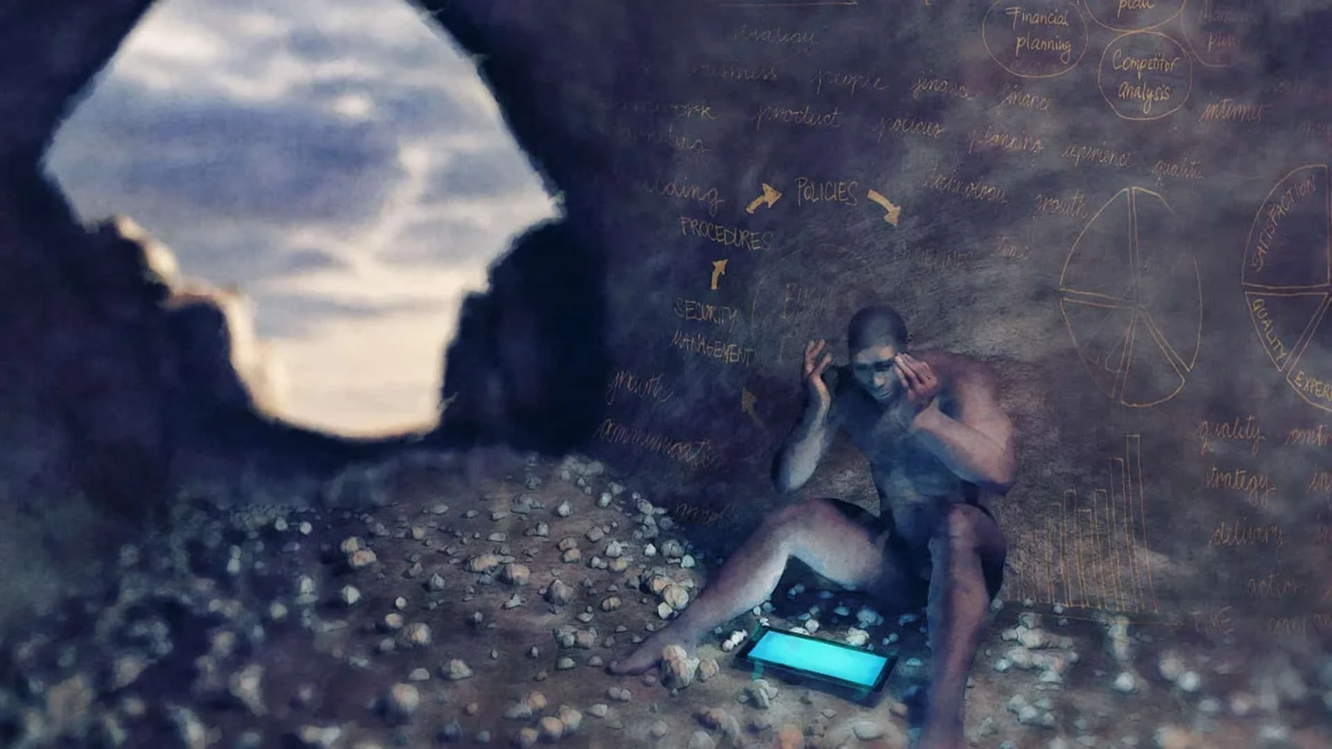 Первобытный человек и современные технологии/Getty Images