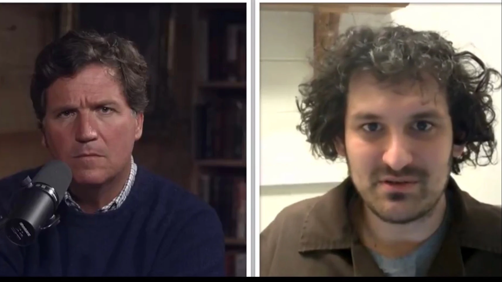 Сэм Бэнкман-Фрид, основатель обанкротившейся биржи FTX, из тюрьмы в Нью-Йорке дал интервью Такеру Карлсону. Скриншот: YouTube-канал Tucker Carlson
